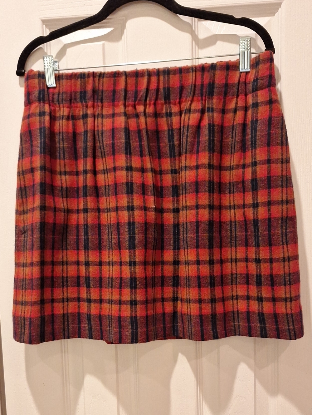 J. Crew - Red and Navy Plaid Wool Mini Skirt - 10